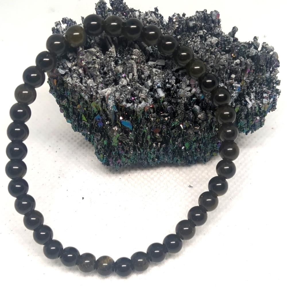 Super flashy golden obsidian crystal beaded bracelet